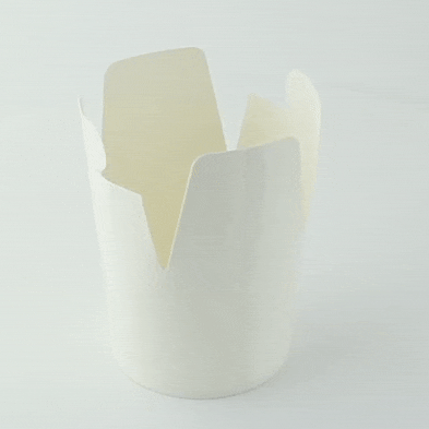 50pcs - Pot carton blanc base ronde fermeture à boucle papillon - 230 ml - Ø 7,5 cm - H 6,5 cm