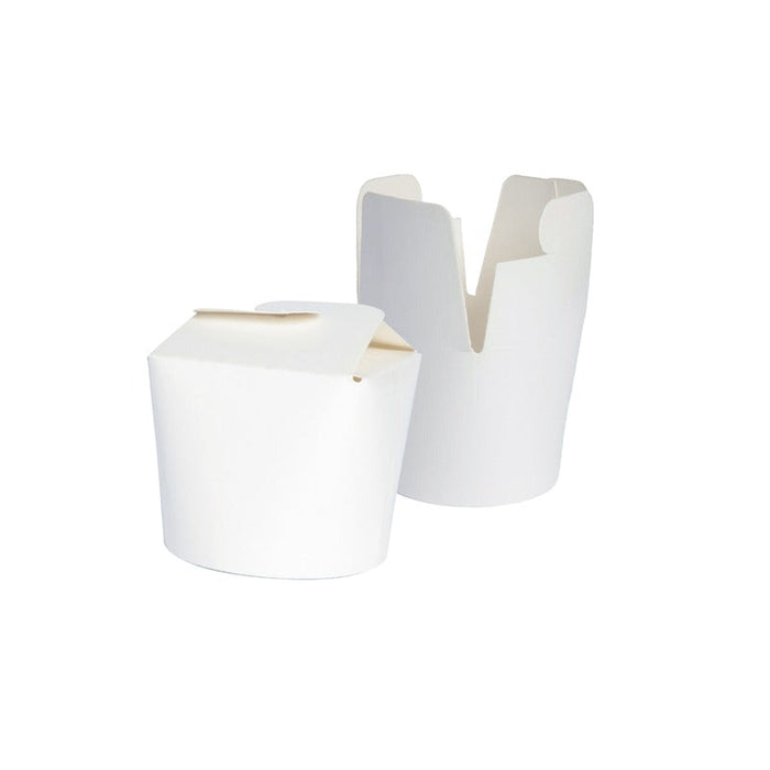 50pcs - Pot carton blanc base ronde fermeture à boucle papillon - 230 ml - Ø 7,5 cm - H 6,5 cm