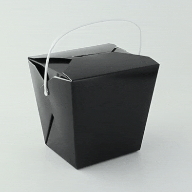 50pcs - Boîte carton noir carrée à poignée ronde - 950 ml - 10 cm x 10 cm x 11 cm