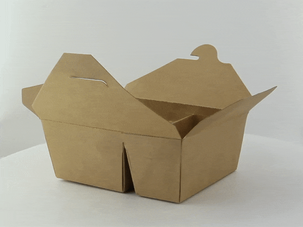 50pcs - Boîte repas carton kraft 2-compartiments - 1090 ml - 21,4 cm x 16 cm x 4,7 cm