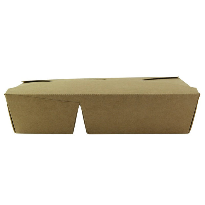 50pcs - Boîte repas carton kraft 2-compartiments - 1090 ml - 21,4 cm x 16 cm x 4,7 cm