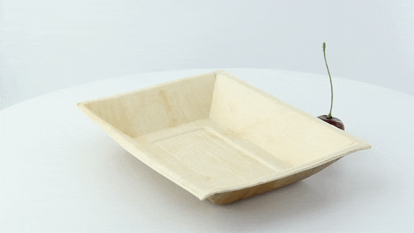 6pcs - Assiette rectangulaire en palmier à angles droits - 17,7 cm x 12,7 cm x 3 cm