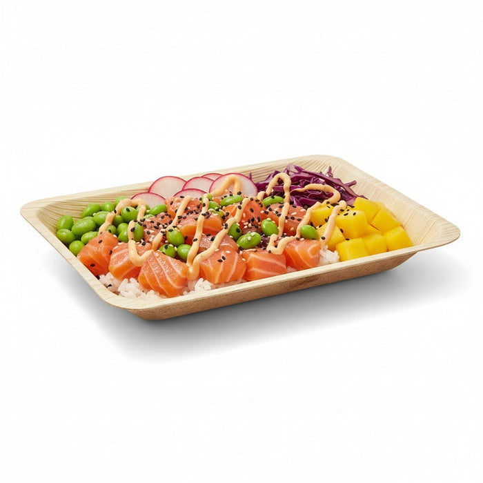 25pcs - Assiette rectangulaire en bois "Scandinavie" - 19,5 cm x 14 cm x 1,8 cm