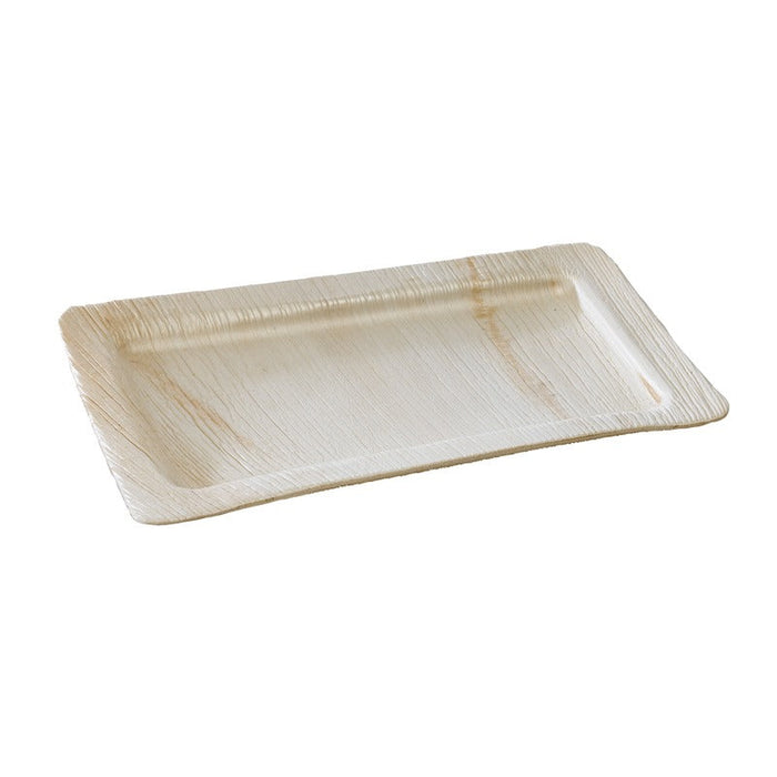 25pcs - Assiette rectangulaire en palmier à bords arrondis - 24 cm x 16 cm x 2,5 cm
