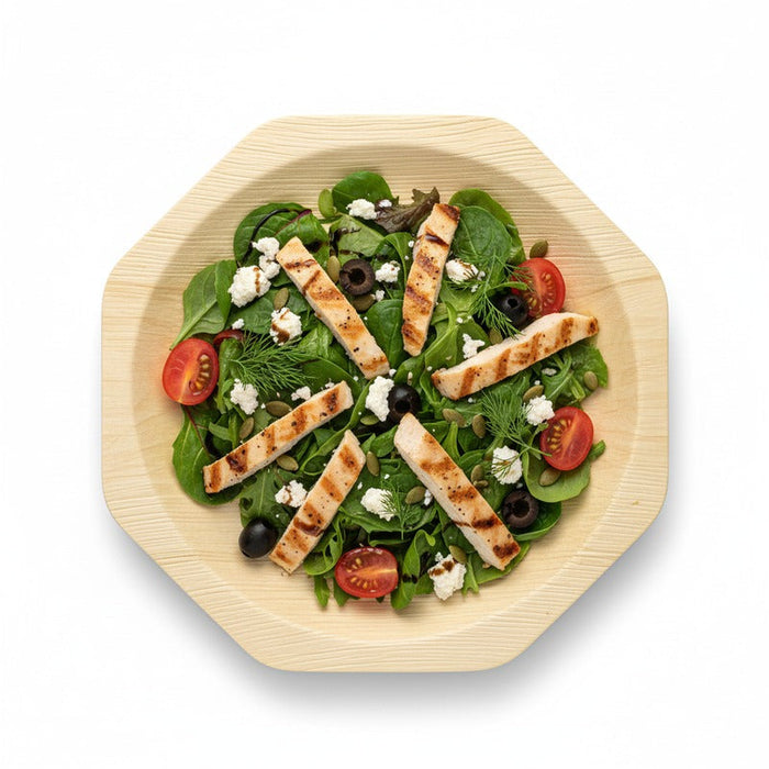 10pcs - Assiette octogonale en bois "Scandinavie" - 26 cm x 22 cm