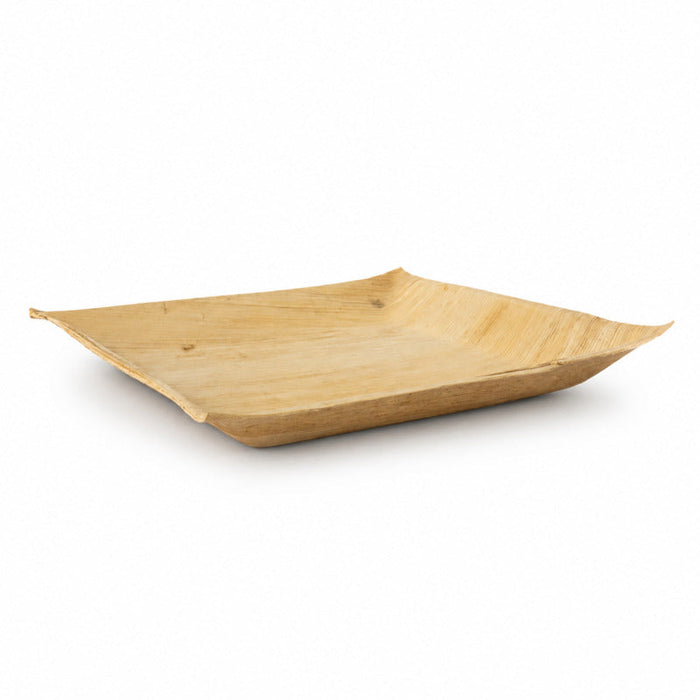 6pcs - Assiette carrée en palmier à angles droits - 27 cm x 27 cm x 3 cm