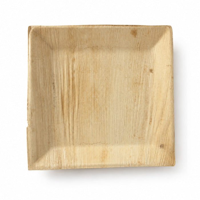 6pcs - Assiette carrée en palmier à angles droits - 27 cm x 27 cm x 3 cm