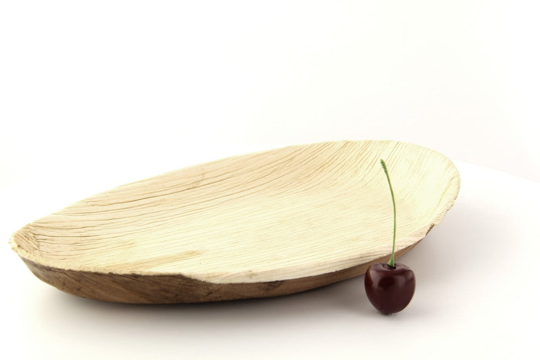 10pcs - Assiette forme œuf en palmier - 400 ml - 27 cm x 17 cm x 2,5 cm