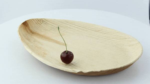 10pcs - Assiette forme œuf en palmier - 400 ml - 27 cm x 17 cm x 2,5 cm