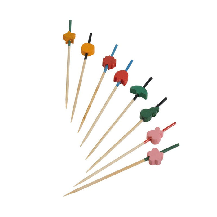 100pcs - 9cm - Pique bambou décors et couleurs assortis