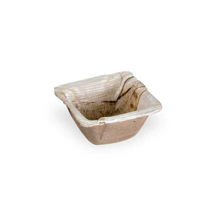 50pcs - Coupelle carrée en palmier - 35 ml - 6,3 cm x 6,3 cm x 3,3 cm