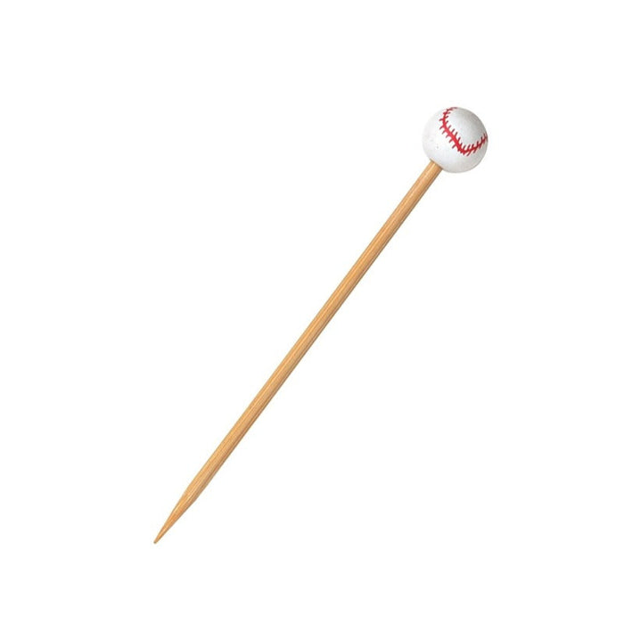 100pcs - Pique bambou décor baseball - 12 cm