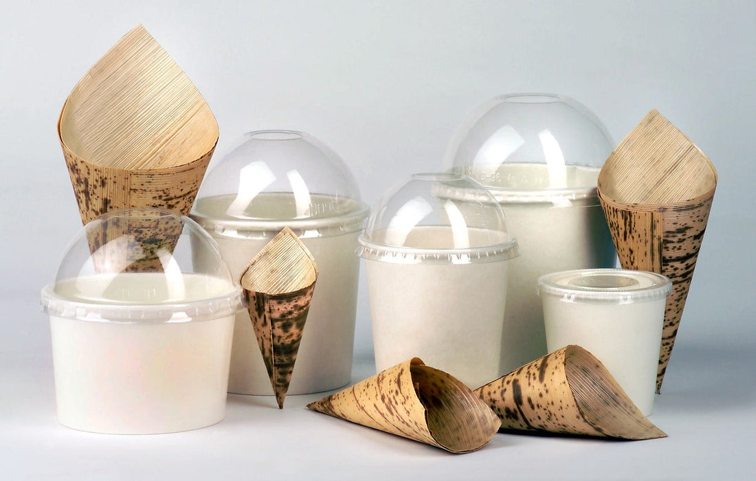 100pcs - Cône en feuille de bambou - 147 ml - Ø 7,5 cm - H 17 cm