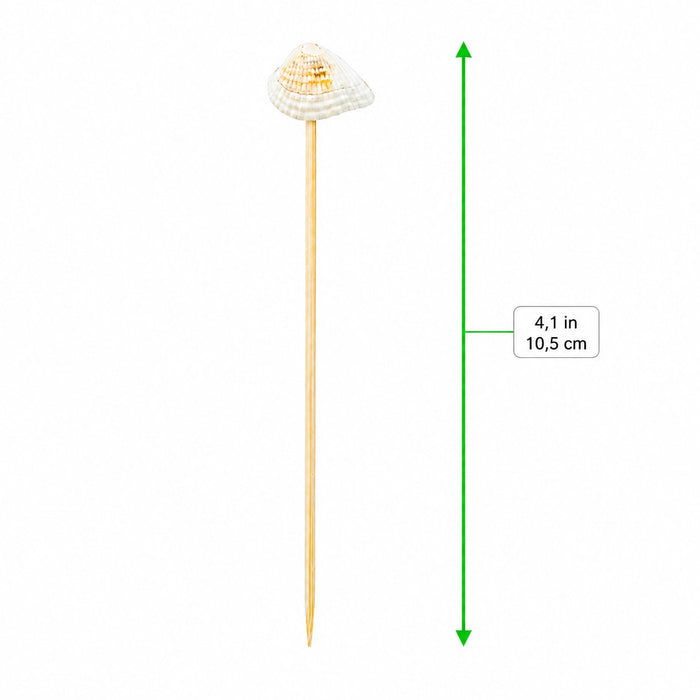 Pique bambou décor coquillage - 10,5 cm - dimensions