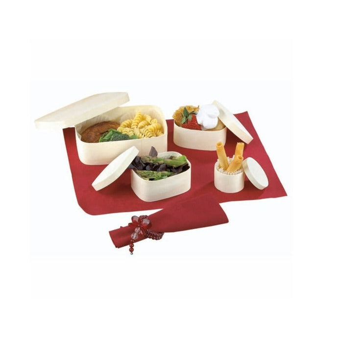 50pcs - Ensemble de 4 boites en bois avec couvercle: 2 rondes et 2 rectangulaires - 18 cm x 13 cm x 6,2 cm