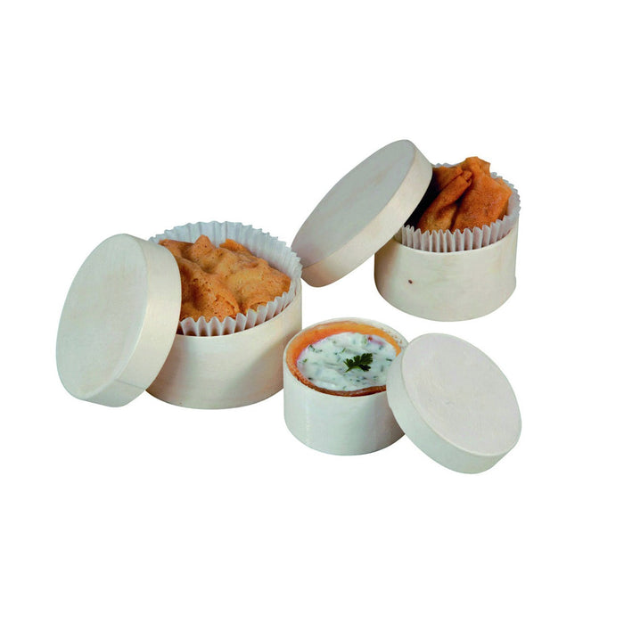 96pcs - Ensemble de 3 boîtes rondes en bois avec couvercle - Ø 4,8 / 5,8 / 6,5 cm - H 2,5 cm