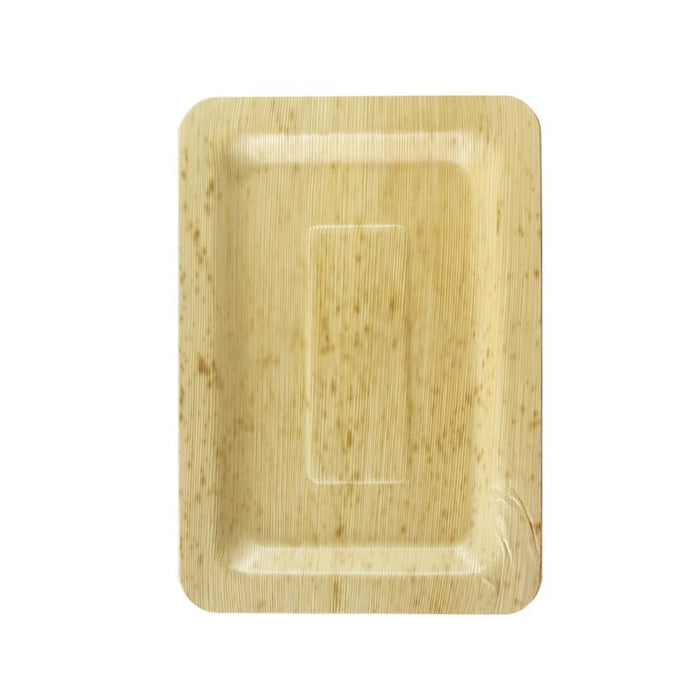 10pcs - Assiette rectangulaire en feuille de bambou "Zebra" - 20 cm x 14 cm x 1 cm