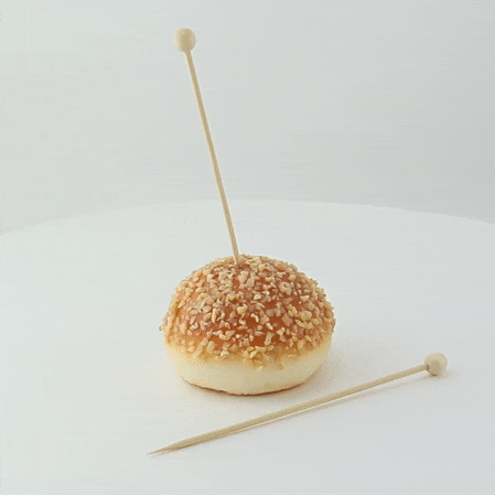 100pcs - Pique bambou avec boule nature - 14 cm
