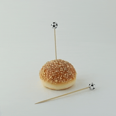 100pcs - Pique bambou décor football - 12 cm