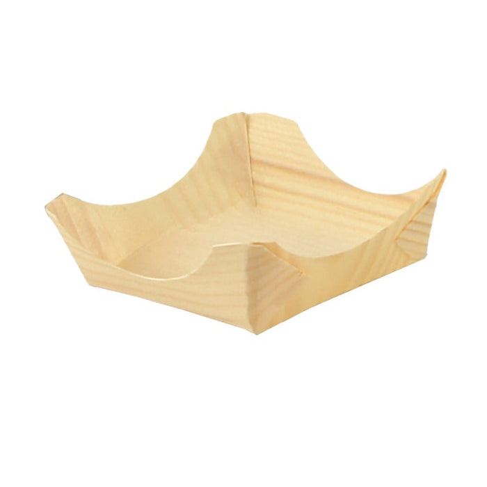 100pcs - Mini assiette carrée en bois "Pin Up" - 8,5 cm x 8,5 cm x 3,5 cm