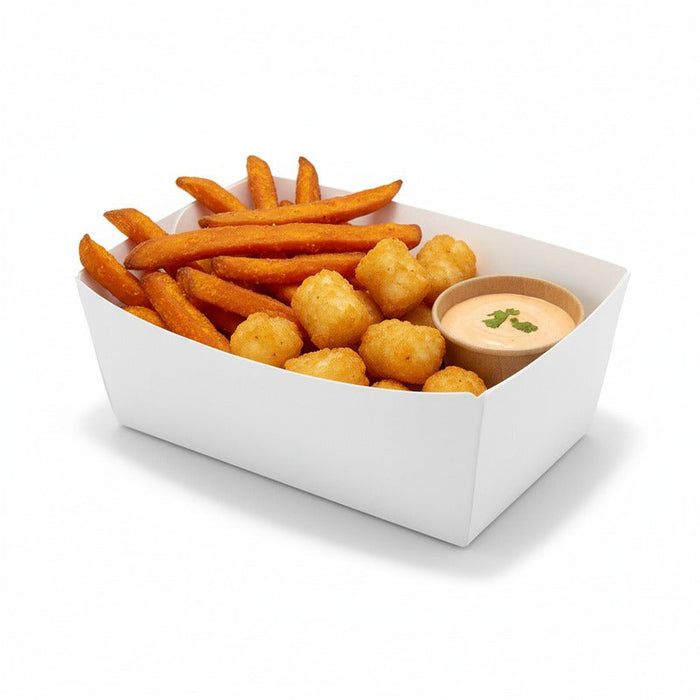 250pcs - Barquette en carton blanc - 250 ml - 9 cm x 5,5 cm x 4 cm