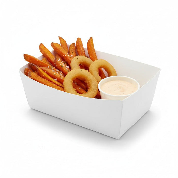 250pcs - Barquette en carton blanc - 440 ml - 11 cm x 8 cm x 4 cm