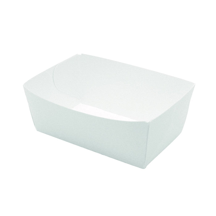 250pcs - Barquette en carton blanc - 500 ml - 12 cm x 7 cm x 4,3 cm