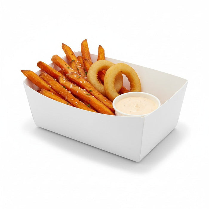 250pcs - Barquette en carton blanc - 850 ml - 15 cm x 9 cm x 5 cm