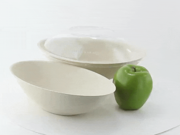 125pcs - Bol ovale brun en pulpe "BioNChic" - 1000 ml - 24 cm x 14,5 cm x 6,3 cm