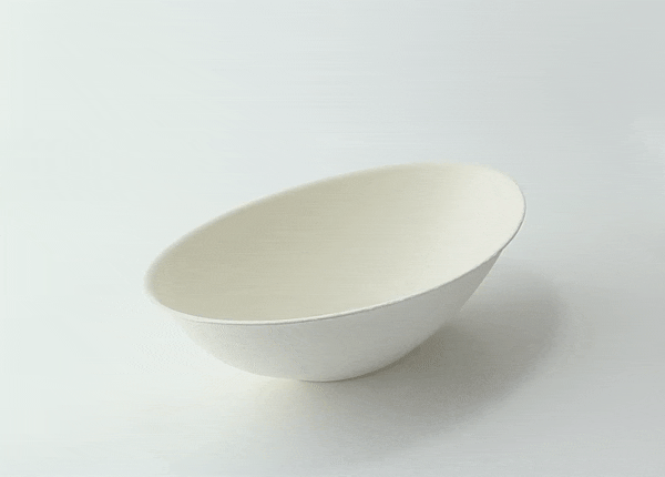 125pcs - Bol ovale blanc en pulpe "BioNChic" - 1000 ml - 24 cm x 14,5 cm x 6,3 cm