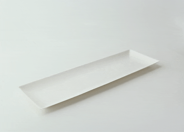 100pcs - Assiette rectangulaire blanche en pulpe "BioNChic" - 27 cm x 9 cm