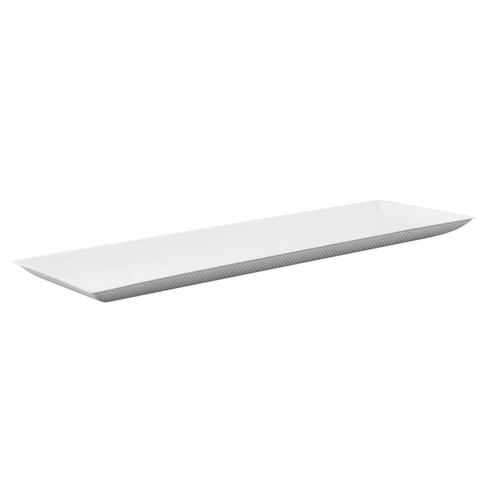 100pcs - Assiette rectangulaire blanche en pulpe "BioNChic" - 27 cm x 9 cm