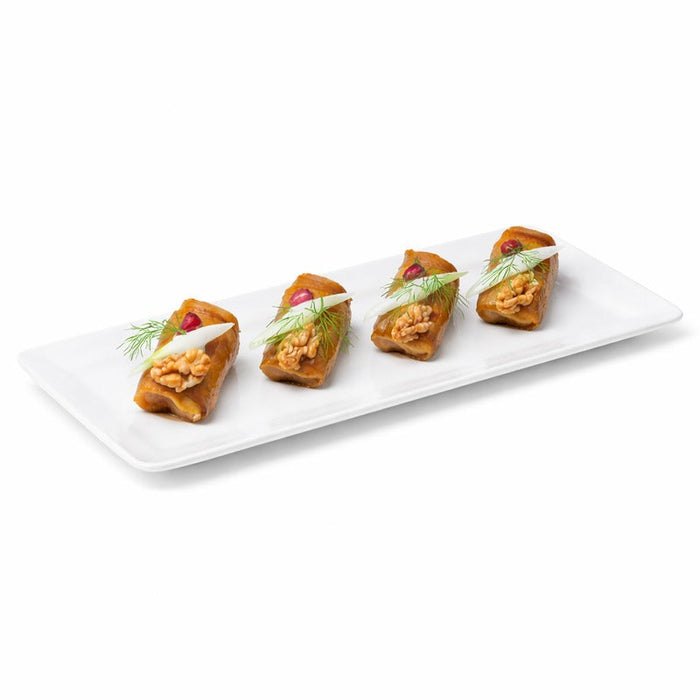 100pcs - Plateau rectangulaire blanc en pulpe "BioNChic" - 40 cm x 15 cm