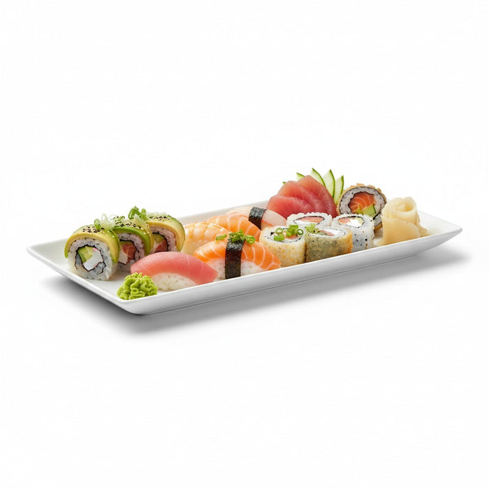 100pcs - Assiette rectangulaire blanche en pulpe "BioNChic" - 18 cm x 9 cm