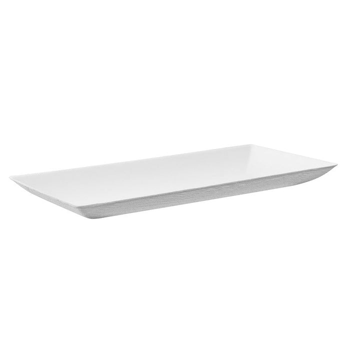 100pcs - Assiette rectangulaire blanche en pulpe "BioNChic" - 18 cm x 9 cm
