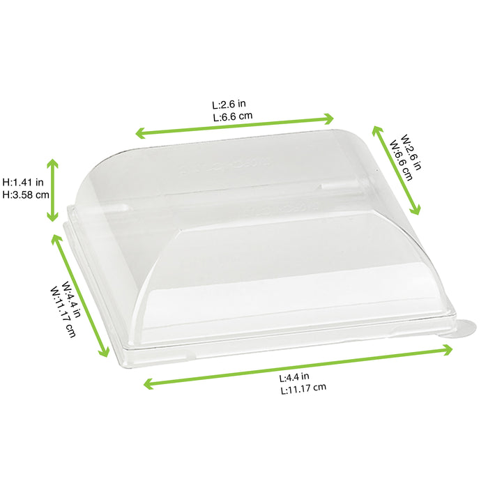 100pcs - Couvercle PET transparent "BioNChic" - 11,2 cm x 11,2 cm x 3,6 cm - Compatible avec 210BCHIC1111, 210BCHIC1111F