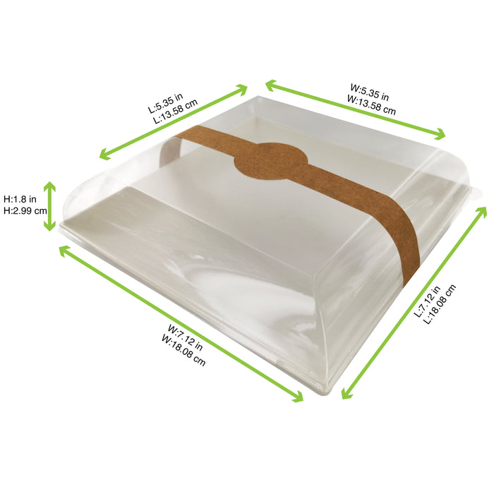 100pcs - Couvercle PET transparent "BioNChic" - 18,1 cm x 18,1 cm x 3 cm - Compatible avec 210BCHIC180F