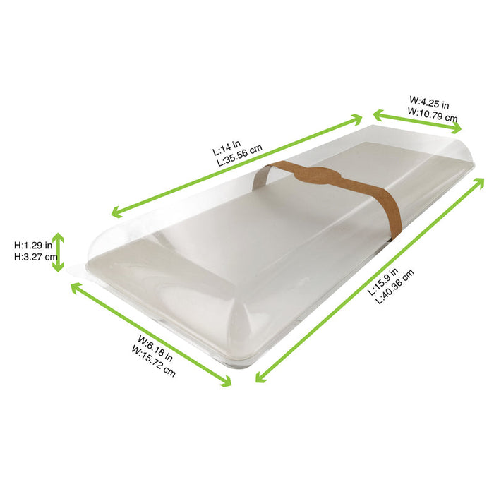 100pcs - Couvercle PET transparent "BioNChic" - 40,4 cm x 15,7 cm x 3,3 cm - Compatible avec 210BCHIC3915, 210BCHIC3915F