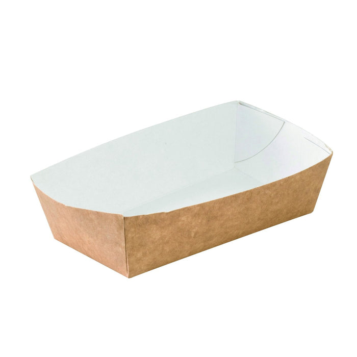 100pcs - Barquette en carton kraft brun - 350 ml - 12 cm x 6 cm x 3,7 cm