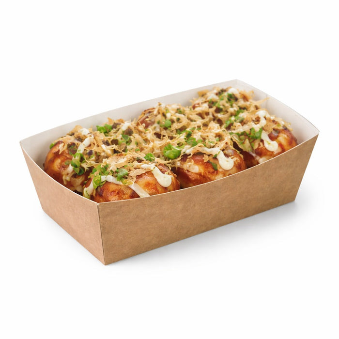 100pcs - Barquette en carton kraft brun - 750 ml - 14,5 cm x 8 cm x 5,2 cm