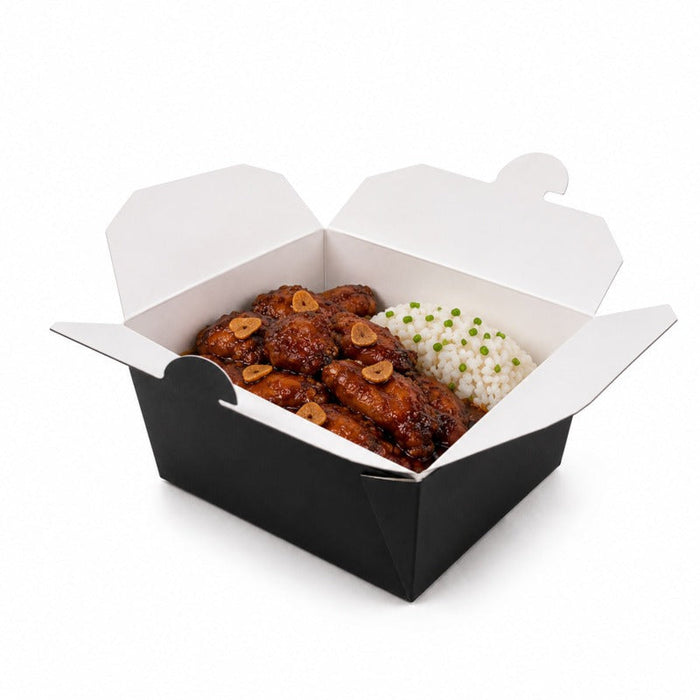 25pcs - Boîte repas carton noir - 750 ml - 13 cm x 10,5 cm x 6,5 cm