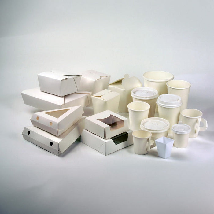 25pcs - Boîte repas carton blanc - 1450 ml - 21,5 cm x 16 cm x 5 cm