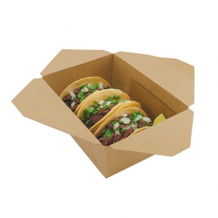 40pcs - Boîte repas carton kraft laminé - 3000 ml - 22,5 cm x 16,6 cm x 9,2 cm