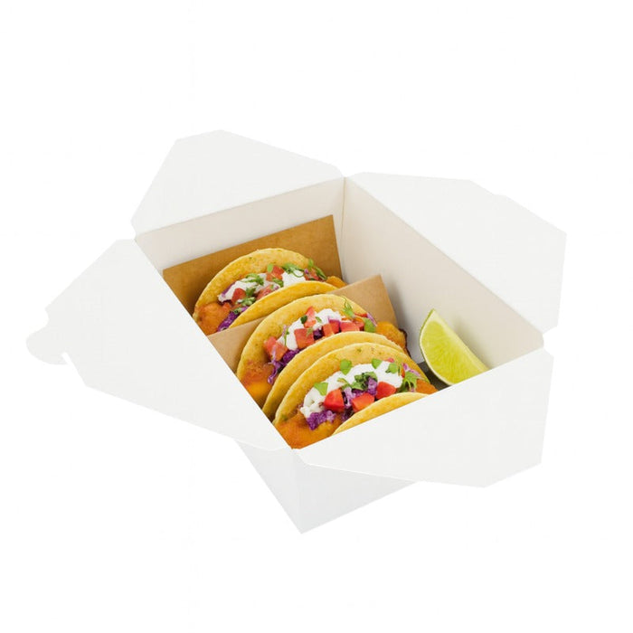 40pcs - Boîte repas carton blanc - 3000 ml - 21,5 cm x 16 cm x 9 cm