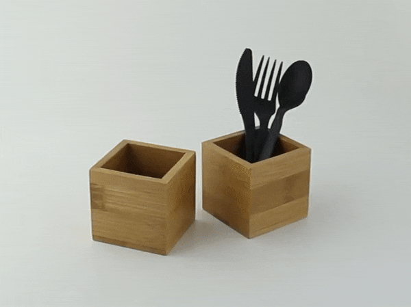 1pc - 6x6x6cm - Porte ustensiles en bambou
