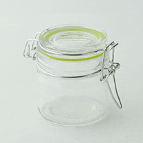 12pcs - Mini bocal en verre avec joint silicone vert - 100 ml - Ø 6,4 cm - H 7,1 cm