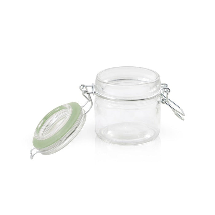 12pcs - Mini bocal en verre avec joint silicone vert - 100 ml - Ø 6,4 cm - H 7,1 cm