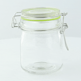12pcs - Mini bocal en verre avec joint silicone noir - 150 ml - Ø 6,6 cm - H 9,1 cm