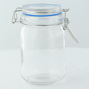 12pcs - Mini bocal en verre avec joint silicone bleu foncé - 200 ml - Ø 6,9 cm - H 11,4 cm