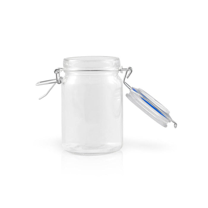 12pcs - Mini bocal en verre avec joint silicone bleu foncé - 200 ml - Ø 6,9 cm - H 11,4 cm